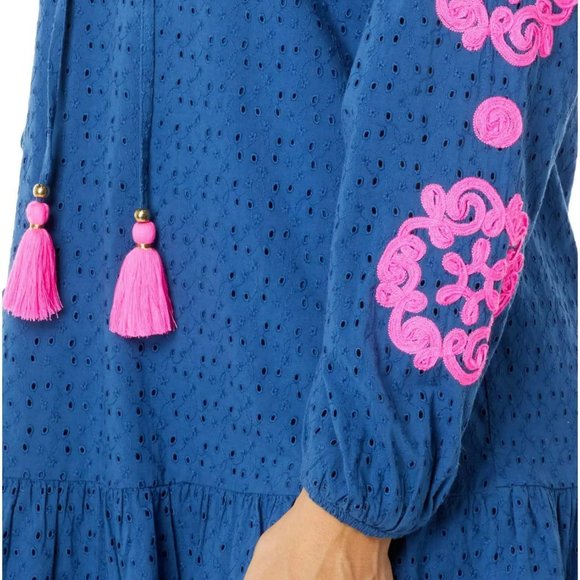 Lilly Pulitzer Lucee Dress, Oyster Bay Navy Bayside Eyelet, Size S Small - Picture 3 of 13
